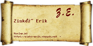 Ziskó Erik névjegykártya